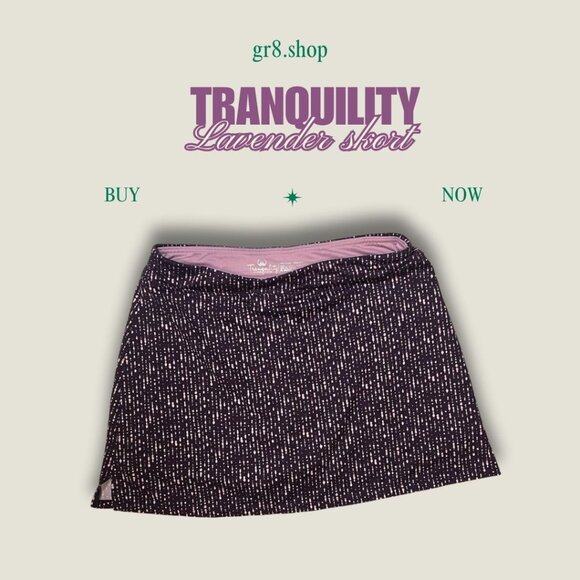 Tranquility Lavender Skort Medium Black & Pink Dotted Polyester/Spandex Blend - Picture 1 of 4